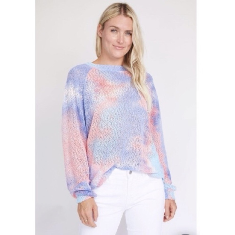 NWT Vintage Havana Pink Blue Tie Dye Sweater - Picture 1 of 6